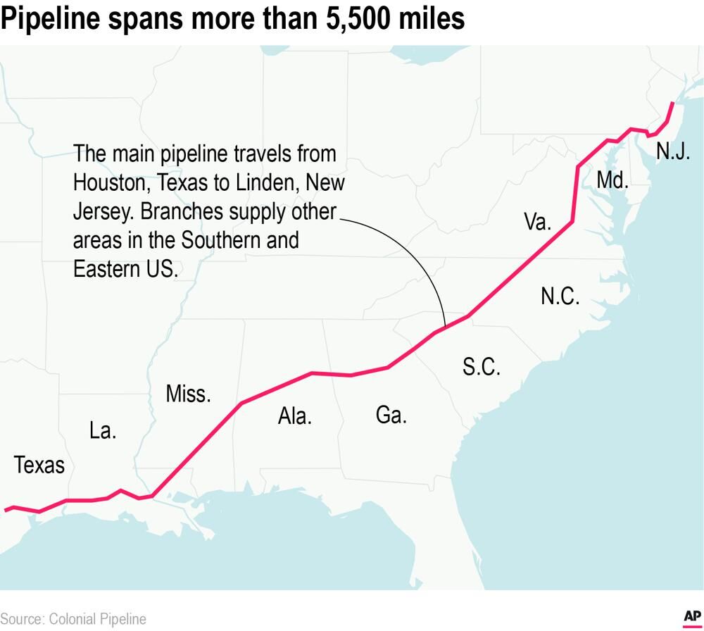 Colonial pipeline map